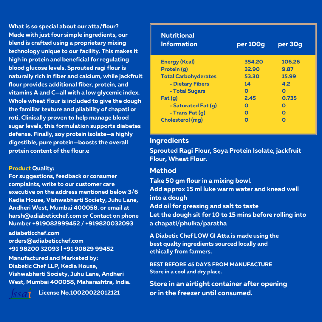 Protilicious - High Protein Atta | Low GI Atta | Millets | Vegan | 1 KG pack | 20 Servings