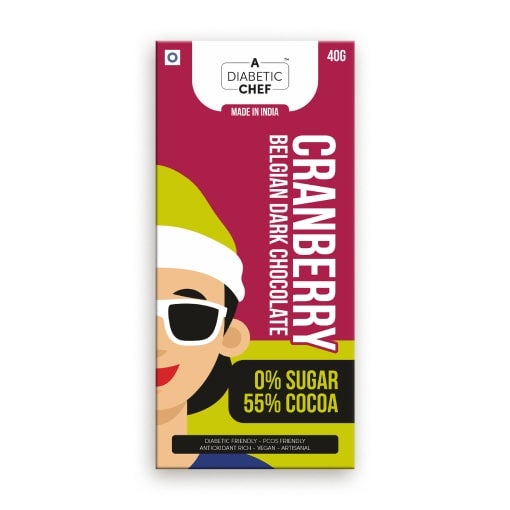 Cranberry Belgian Sugar-Free Dark Chocolates (Pack of 3) | A Diabetic Chef | Vegan