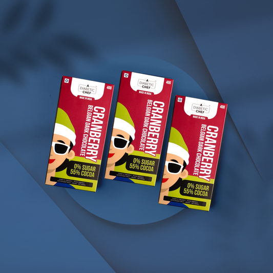Cranberry Belgian Sugar-Free Dark Chocolates (Pack of 3) | A Diabetic Chef | Vegan