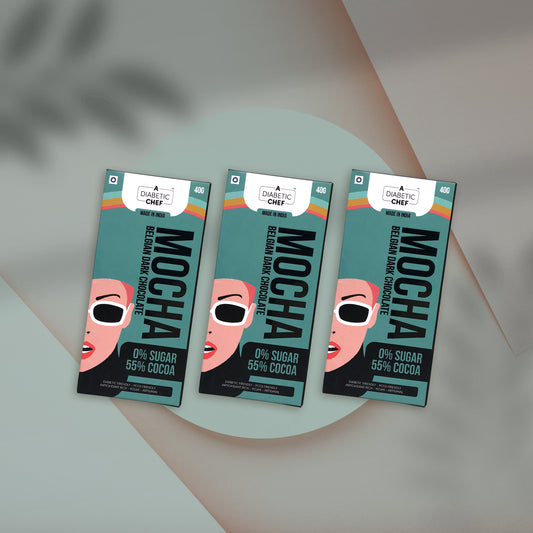 Mocha Belgian Sugar-Free Dark Chocolate (Pack of 3) | A Diabetic Chef | Vegan, 40g