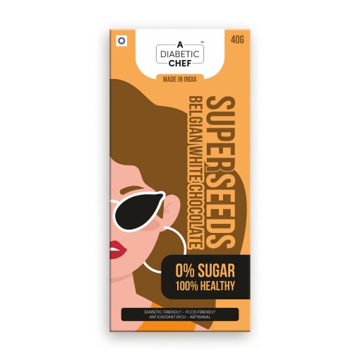 Super Seeds Sugar-Free Belgian White Chocolate | A Diabetic Chef | 40g