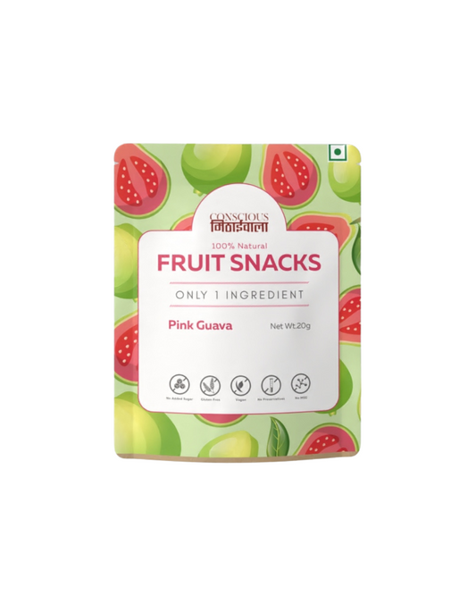 Pink Guava Fruit Snack - Freeze Dried Pink Guava | (gramms) | Conscious Mithaiwala