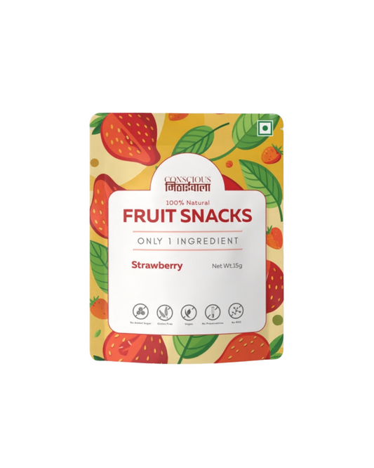 Strawberry Fruit Snack - Freeze Dried Strawberry | (gramms) | Conscious Mithaiwala