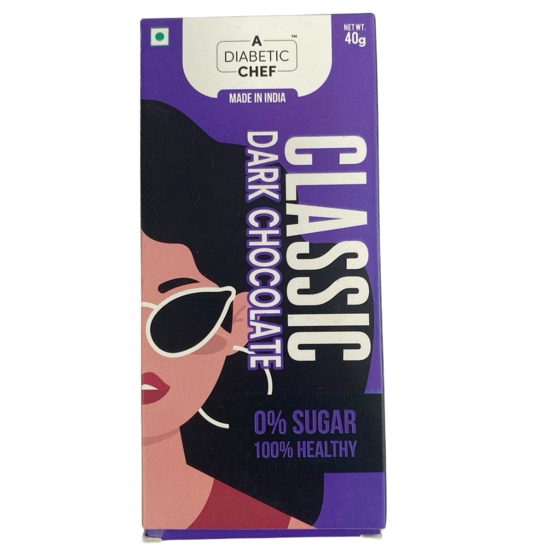 Classic Sugar-Free Dark Chocolate | A Diabetic Chef | Vegan, 40g