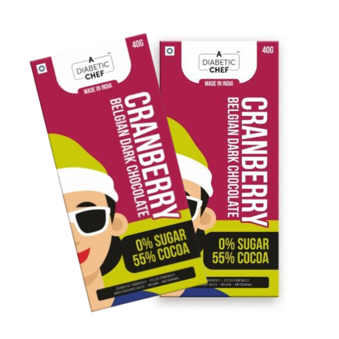 Cranberry Belgian Sugar-Free Dark Chocolate | A Diabetic Chef | Vegan, 40g