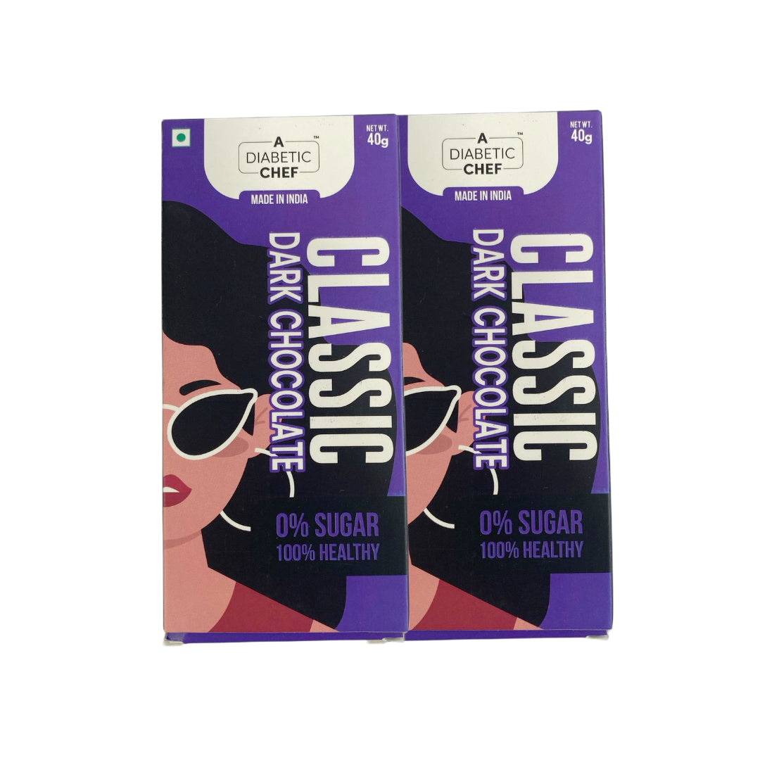 Classic Sugar-Free Dark Chocolate | A Diabetic Chef | Vegan, 40g