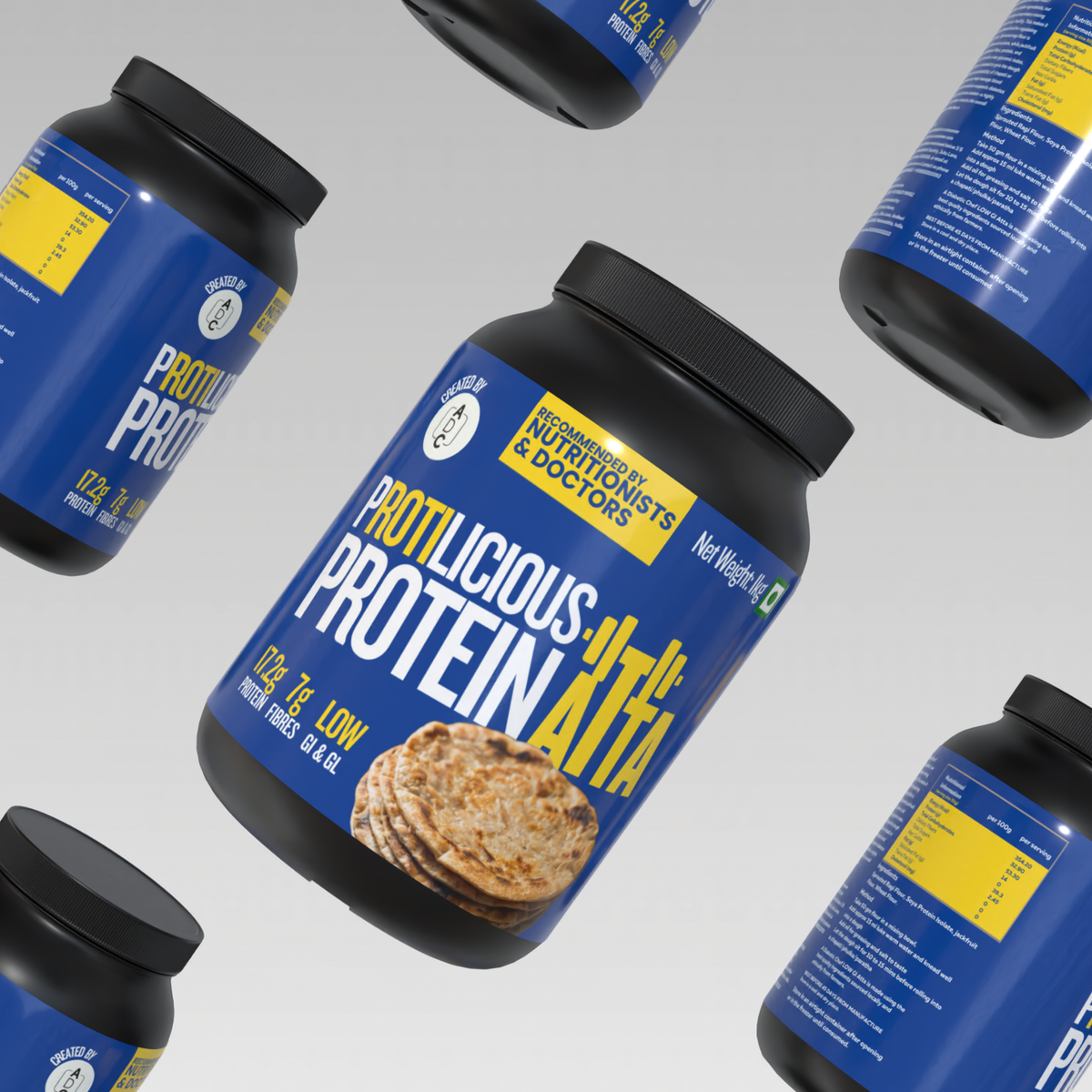 Protilicious - High Protein Atta | Low GI Atta | Millets | Vegan | 1 KG pack | 20 Servings