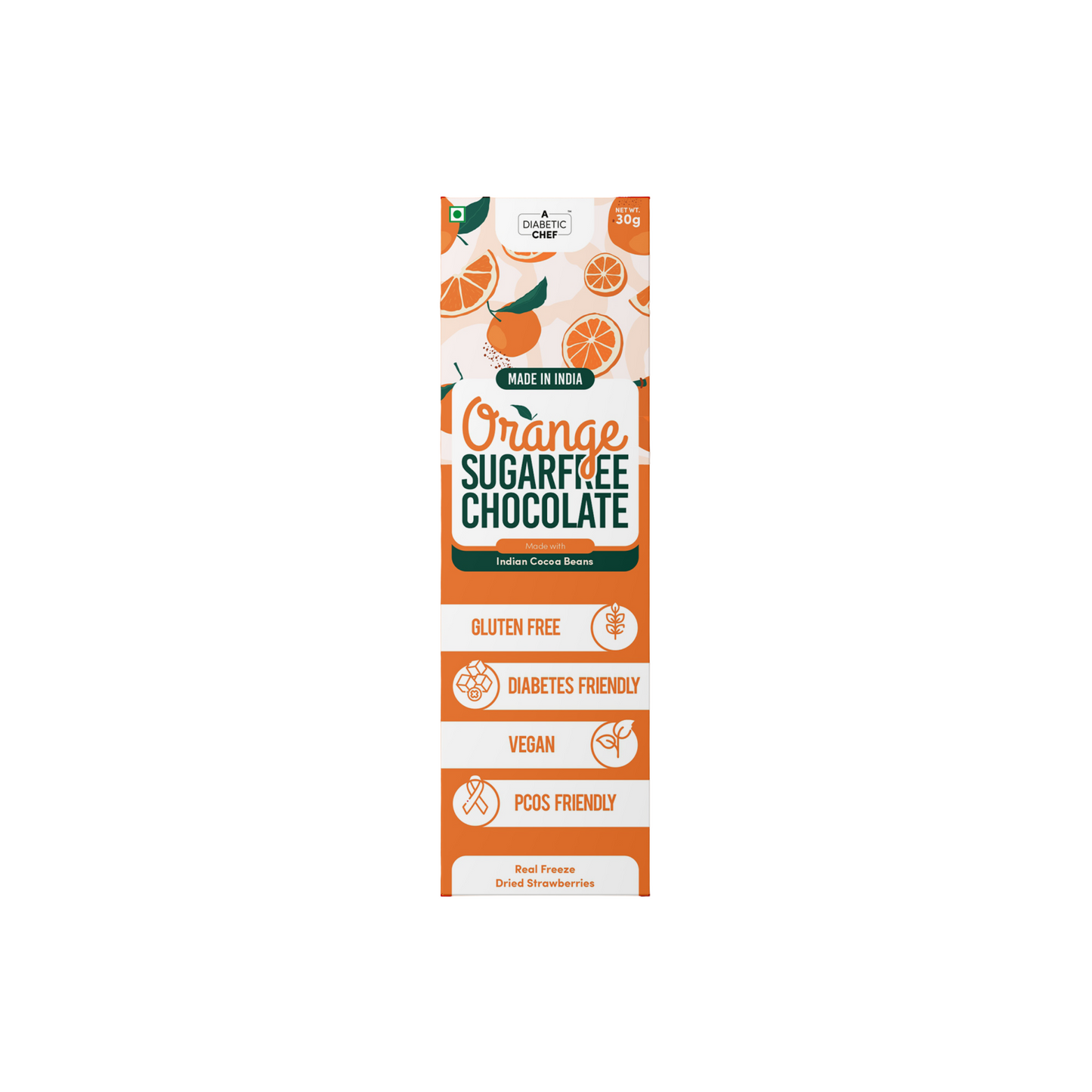 Orange SugarFree Chocolate (Pack of 3) | A Diabetic Chef | Vegan, 30g