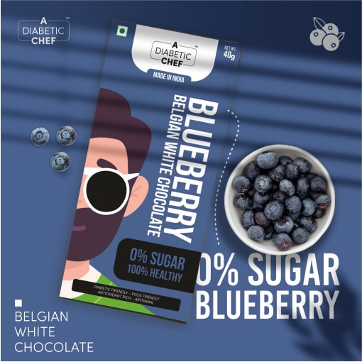 Blueberry Sugar-Free Belgian White Chocolate | A Diabetic Chef | 40g