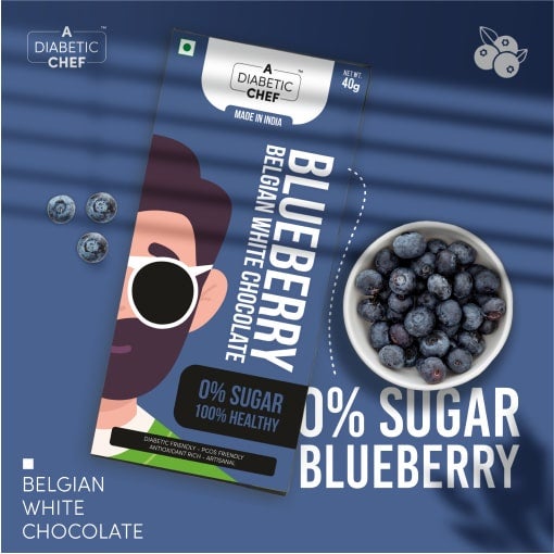 Blueberry Belgian Sugar-Free White Chocolates (Pack of 3) | A Diabetic Chef