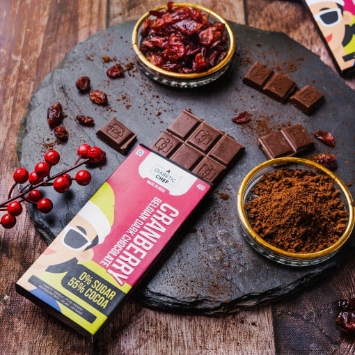 Cranberry Belgian Sugar-Free Dark Chocolates (Pack of 3) | A Diabetic Chef | Vegan