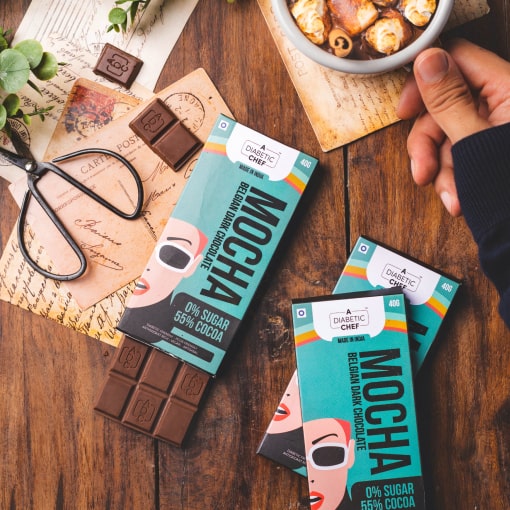 Mocha Belgian Sugar-Free Dark Chocolate | A Diabetic Chef | Vegan, 40g