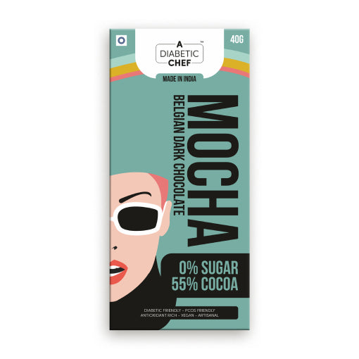 Mocha Belgian Sugar-Free Dark Chocolate (Pack of 3) | A Diabetic Chef | Vegan, 40g