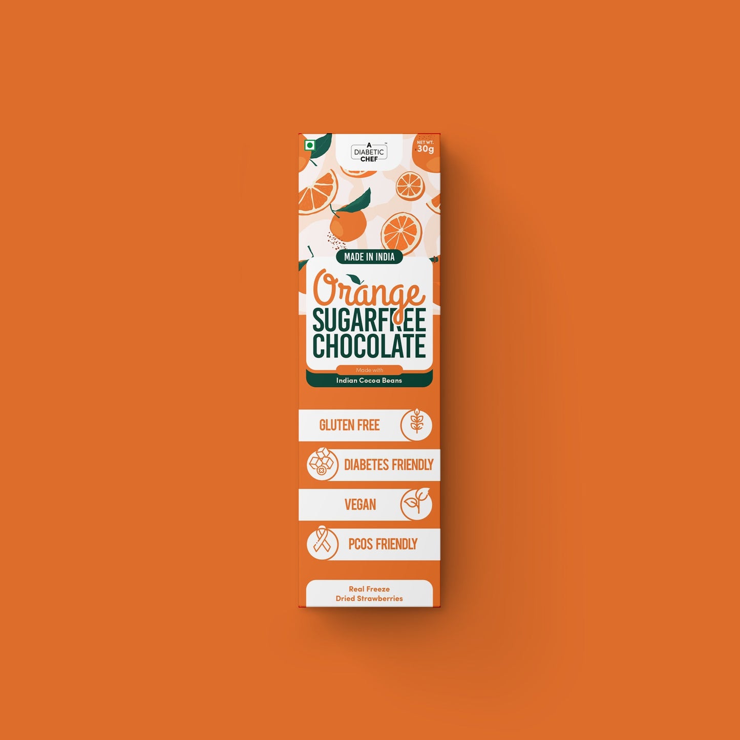Orange SugarFree Chocolate (Pack of 3) | A Diabetic Chef | Vegan, 30g