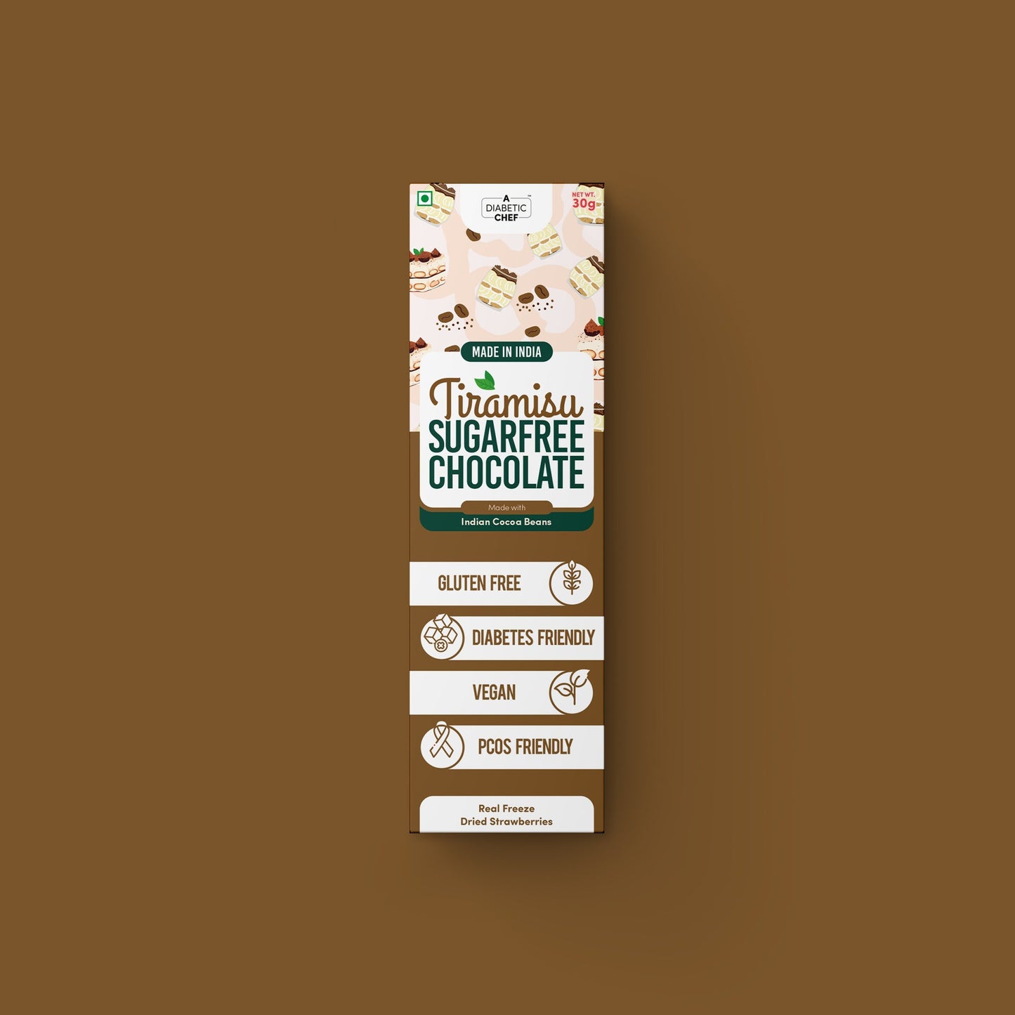 Tiramisu SugarFree Chocolate (Pack of 3) | A Diabetic Chef | Vegan, 30g