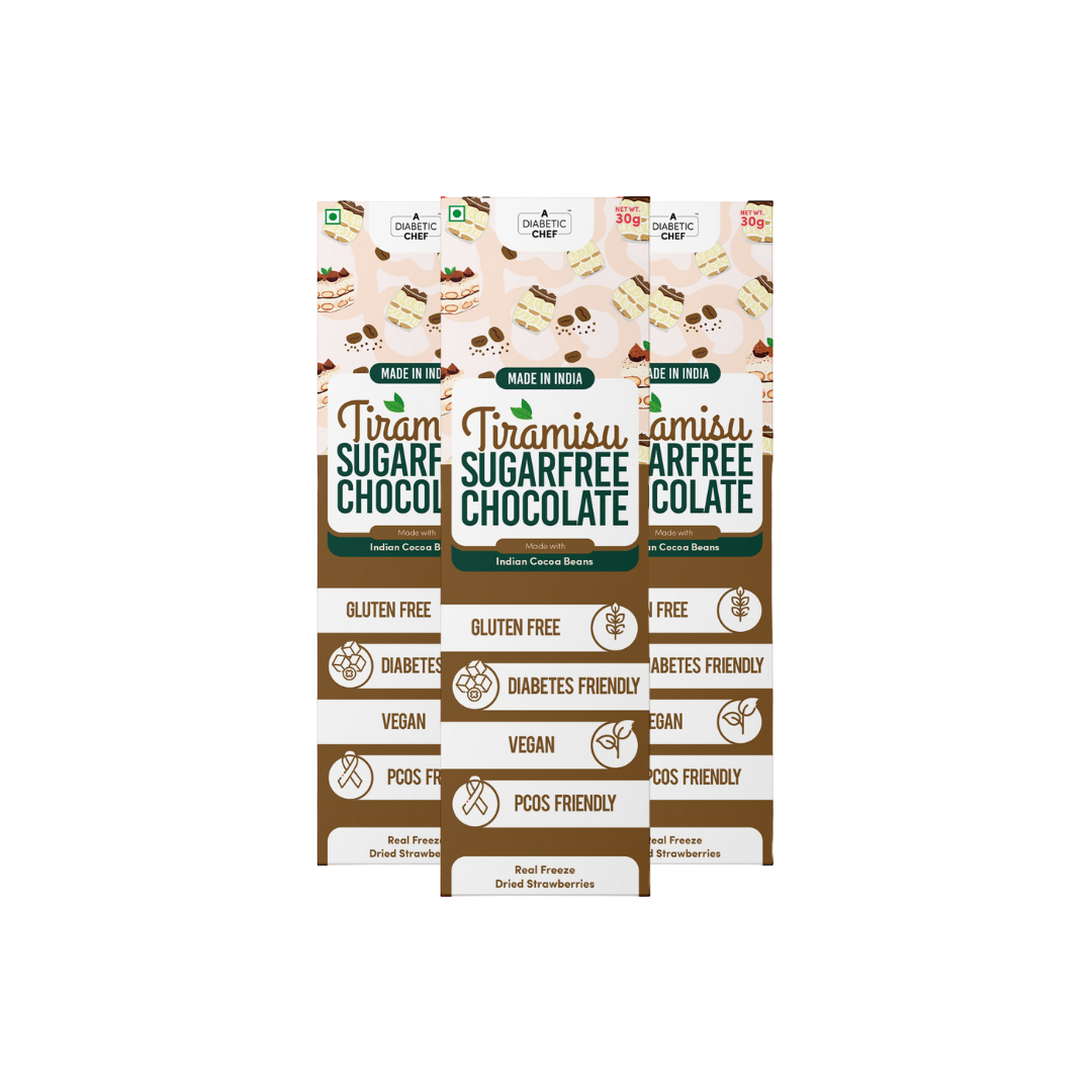 Tiramisu SugarFree Chocolate (Pack of 3) | A Diabetic Chef | Vegan, 30g